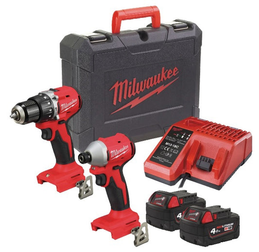 Milwaukee Kit trapano a percussione + avvitatore M18™ 18V 4Ah